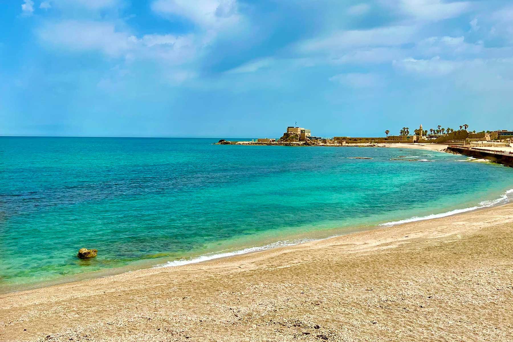 Picture of sand and water at Caesarea Maritima Bay