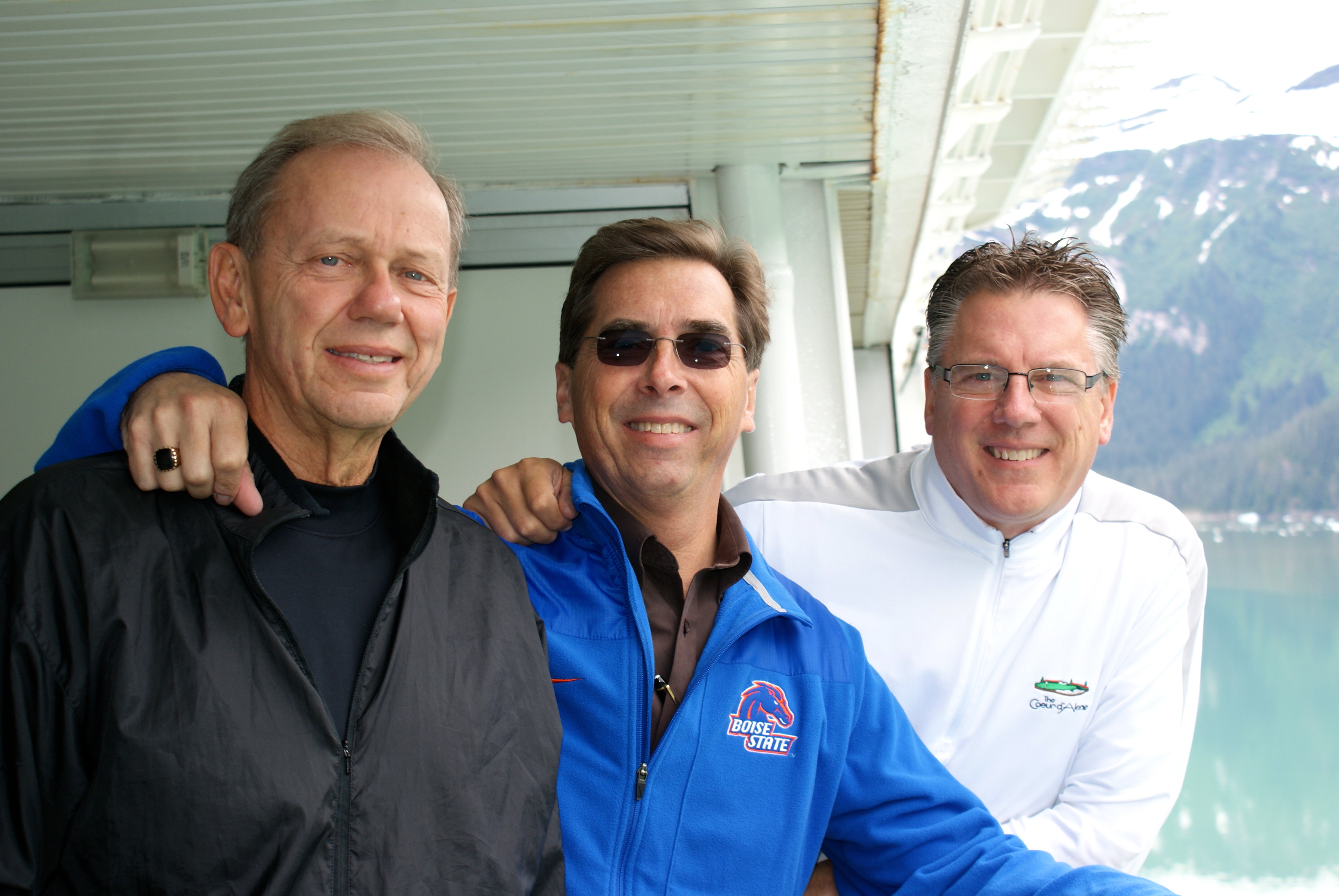 Charlie, center, takes a rare moment of pause on one of the many Alaska cruises he's led.