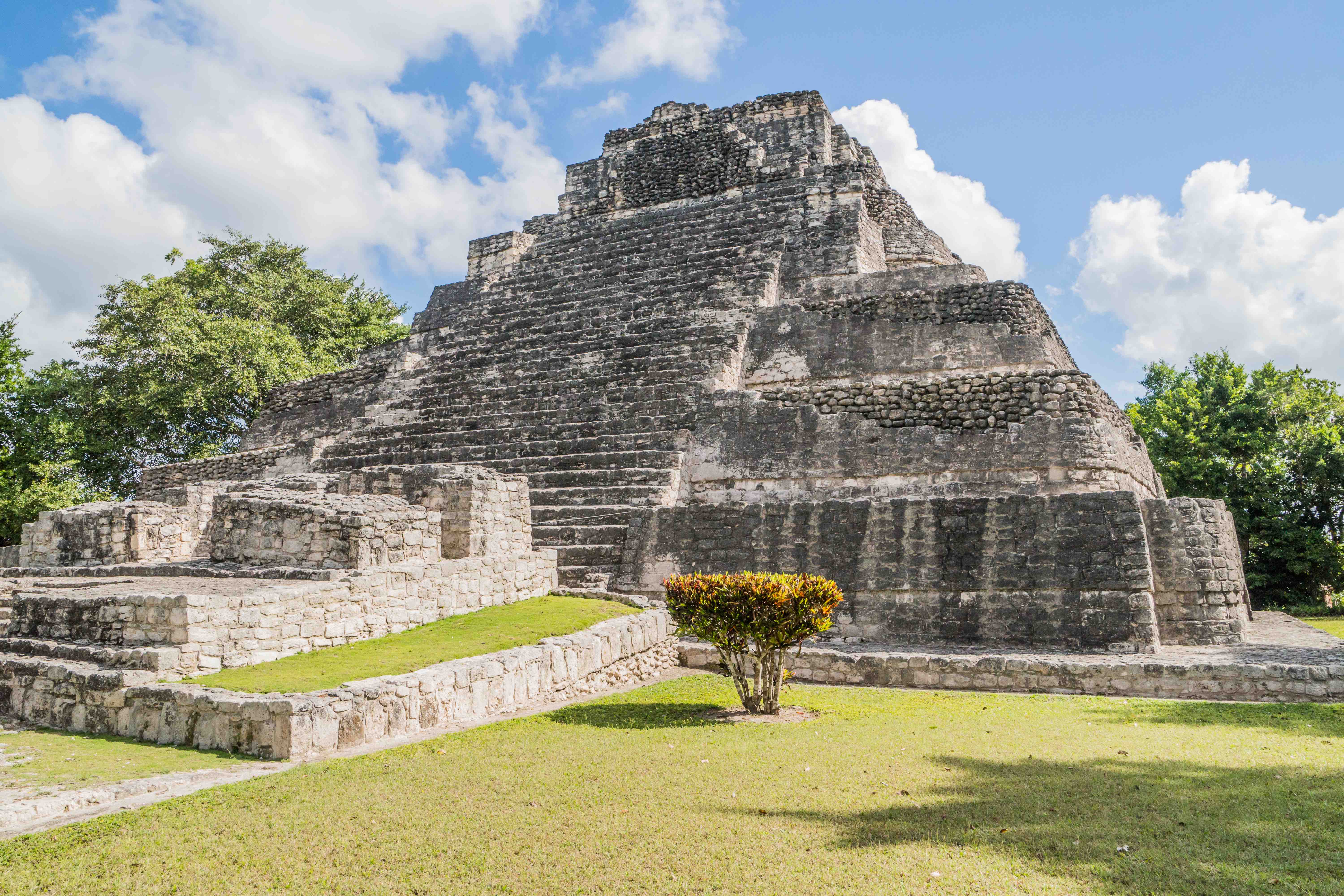 Mayan stepped temple ruins near Costa Maya, Mexico