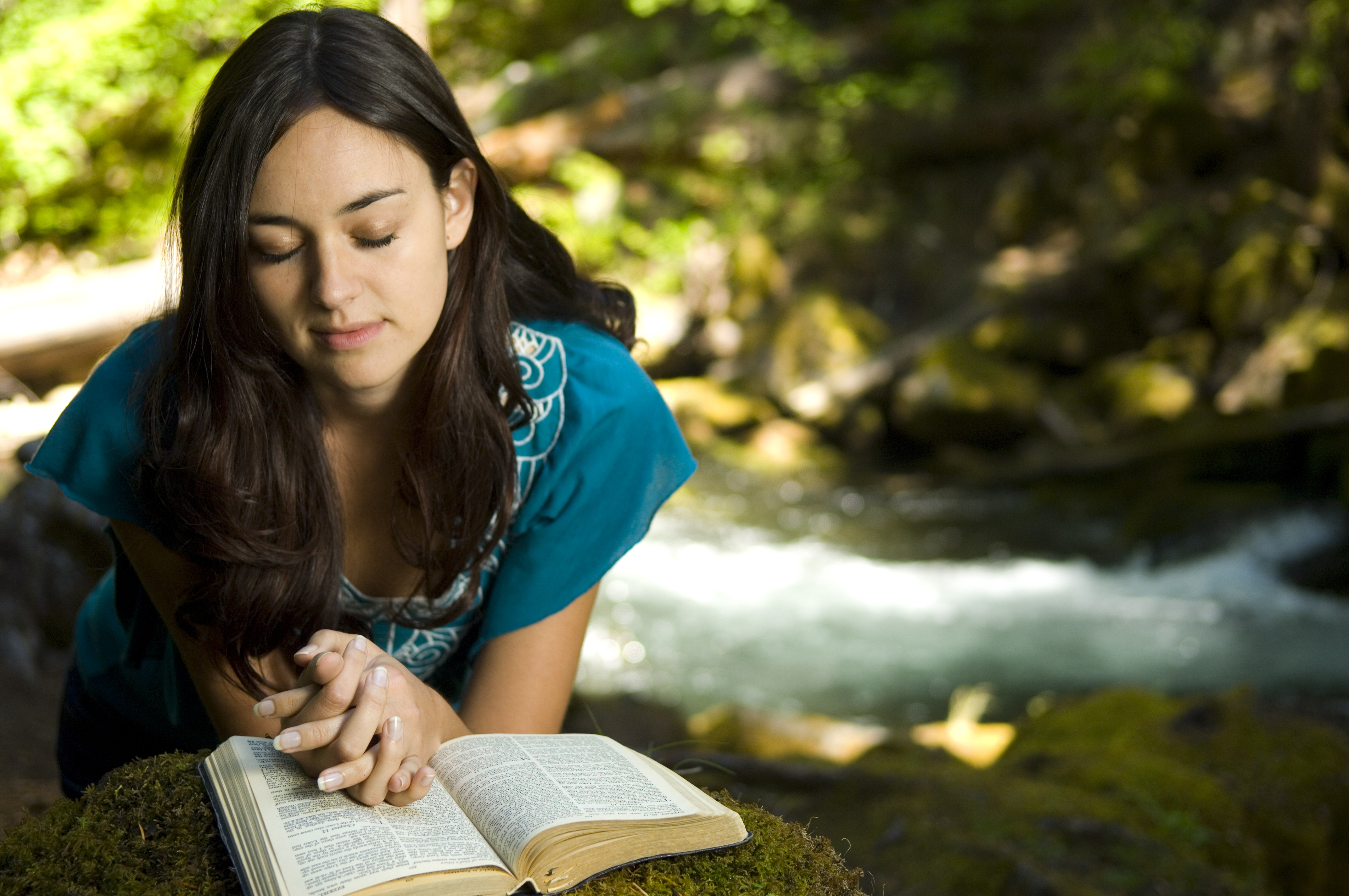 Girl reading Bible 